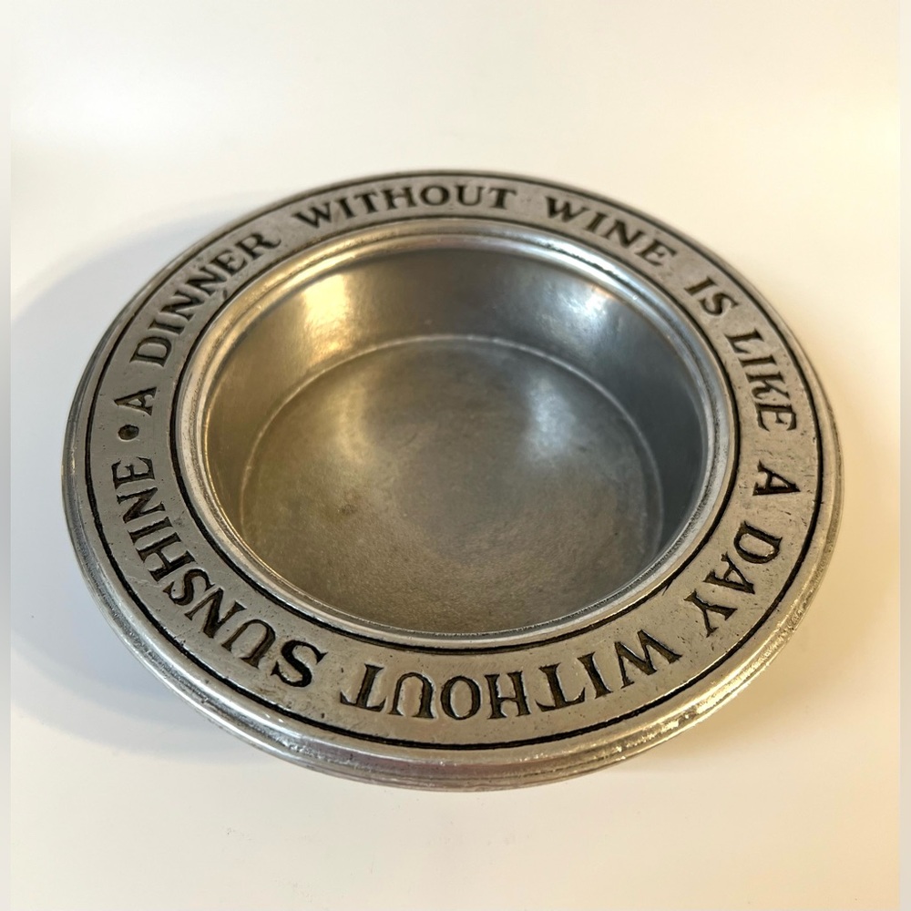 VTG Wilton RWP Round Pewter Armetale Wine Bottle Coaster Tray 6.5 in